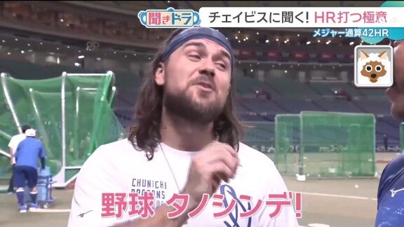 中日・チェイビス、“ホームランを打つ極意”を問われると…【動画】
