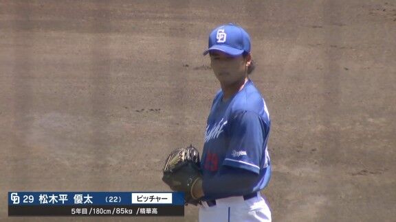 中日・松木平優太、力投を見せる