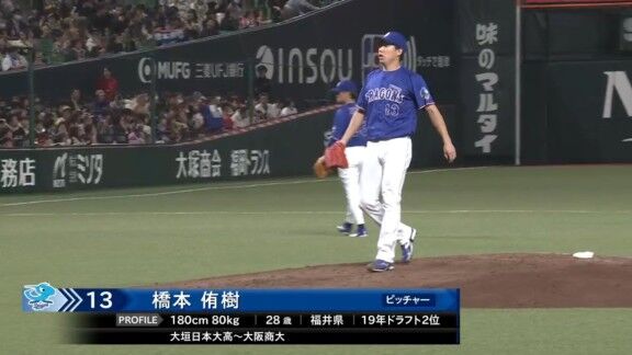 中日・橋本侑樹、イニング途中でワンポイント登板