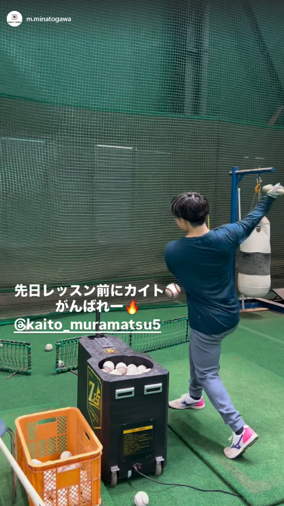 中日・村松開人、ナゴヤ球場で練習