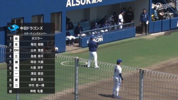 中日ドラゴンズ2軍、スタメン発表！！！　ボスラーはライトで実戦復帰！！！