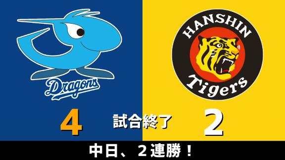 9月20日(日)　セ・リーグ公式戦「中日vs.阪神」　スコア速報