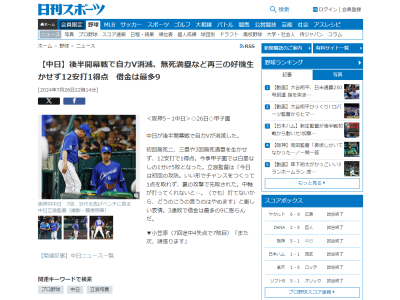 中日、自力優勝消滅