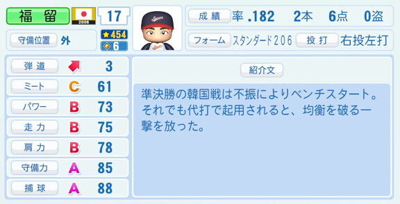 福留孝介さん、『パワプロ2026』での2006年WBC選手能力査定・紹介文