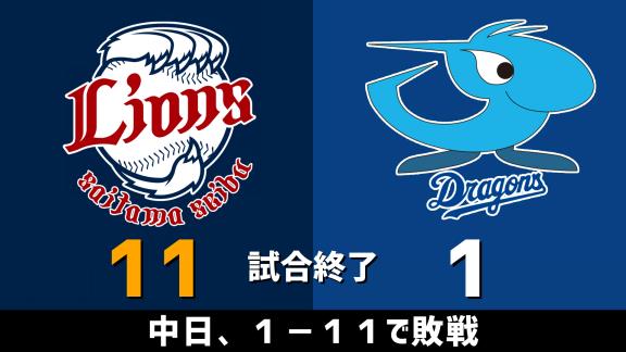 6月7日(日)　練習試合「西武vs.中日」　スコア速報