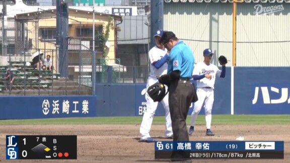 中日・福敬登が打球直撃負傷降板 → 高橋幸佑が緊急登板で無失点