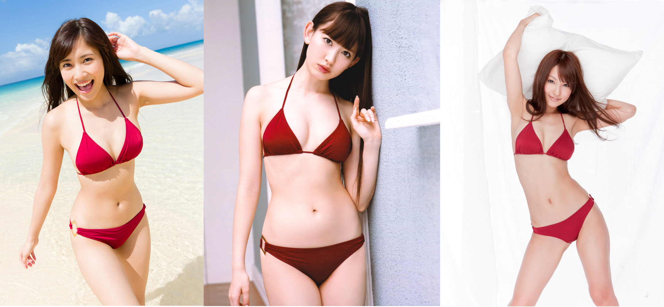 どっちの水着l３ No ３８２ ３８４ 赤ビキニ どっちの水着画像館