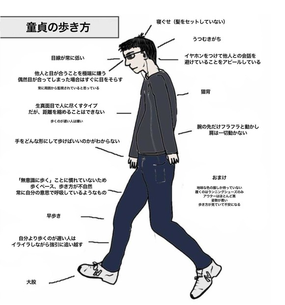【画像】　女性経験がない男の歩き方ｗｗｗｗｗｗｗｗｗｗｗ