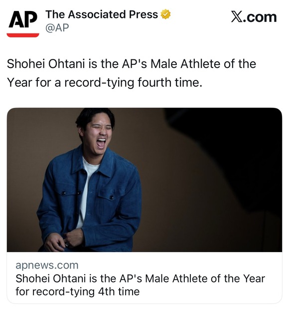 【朗報】大谷翔平さん、アメリカ全体で2025年最強アスリートに選出されてしまうｗｗｗｗｗｗｗｗ