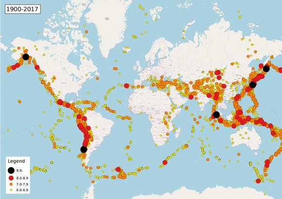 【画像】世界の地震分布図、ガチでやばすぎると話題になるｗｗｗｗ