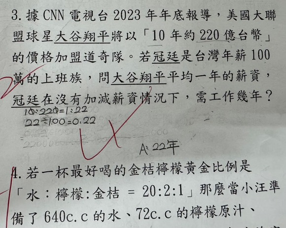 【朗報】大谷翔平さん、台湾の小学校のテスト問題になるｗｗｗｗｗｗｗｗｗｗｗｗｗｗｗｗ