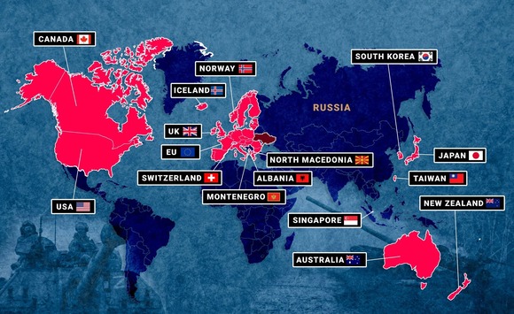 【画像あり】プーチン「ロシアに経済制裁してる国はたったこれだけしかありませんｗｗｗ」