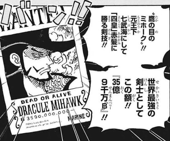 【ワンピース】　鷹の目のミホーク(懸賞金35億9000万)←これｗｗｗｗｗｗｗｗｗ