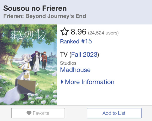 【朗報】アニメ『葬送フリーレン』の海外評価ガチで高すぎるｗｗｗｗｗｗｗ