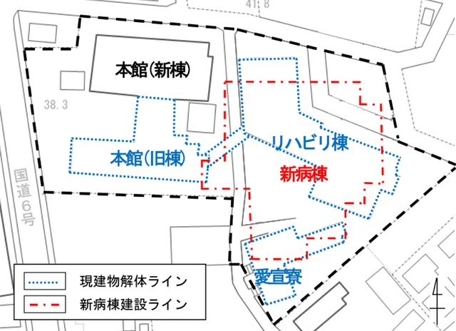 ひたち医療センター新病院見取り図