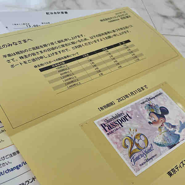 オリエンタルランド株主 第62期 中間株主用パスポートが届いた話 21年11月 No Disney No Life