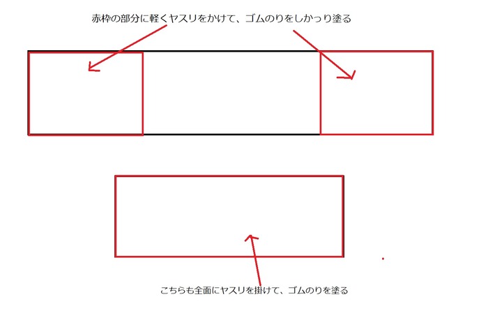 レンズフードゴムのりを塗る