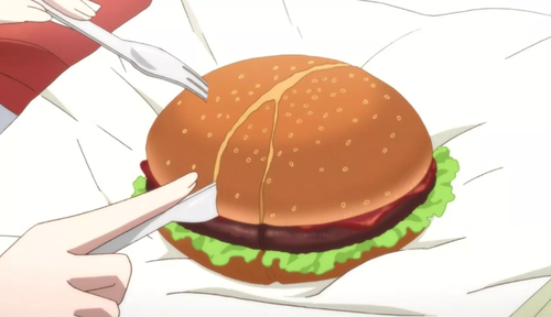 ハンバーガーを食べる画像