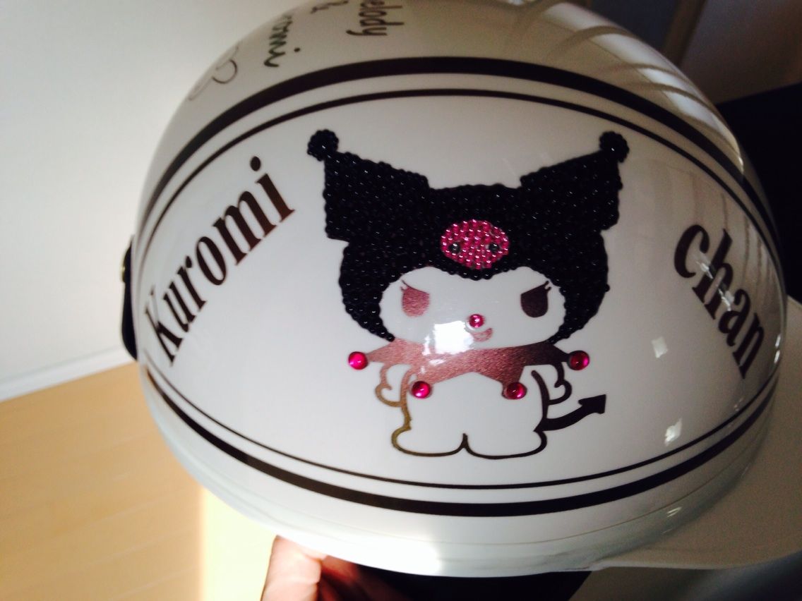 にゃんこオーダー　カスタムペイントヘルメット　コルク半キャップ　クロミ にゃんこオーダー カスタムペイントヘルメット コルク半キャップ