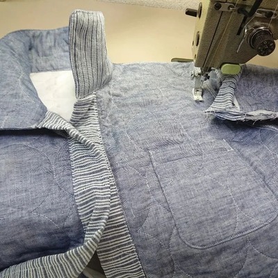JapanBlueパシーマパジャマ縫製途中