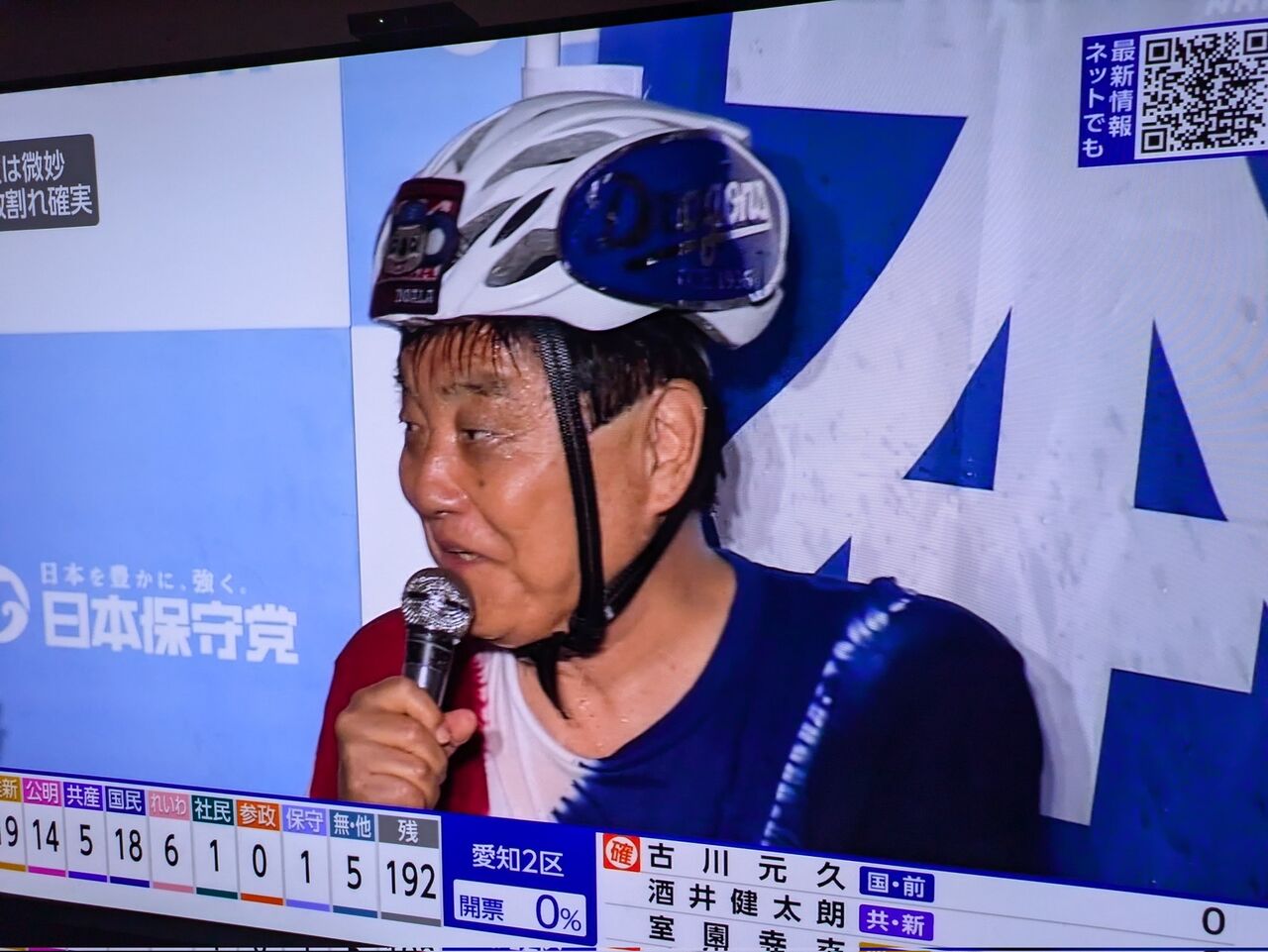 【悲報】河村たかしさん、ドアラのヘルメットを被って自転車の上で水を被るwwwwww