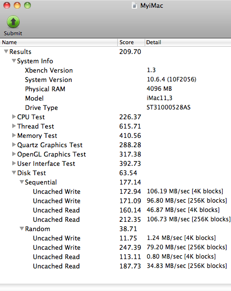 Xbench My iMac 2010