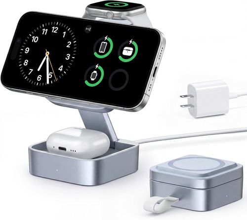 Amazon_KEEPRO MagSafe 3in1 Wireless Charger Silver Blue