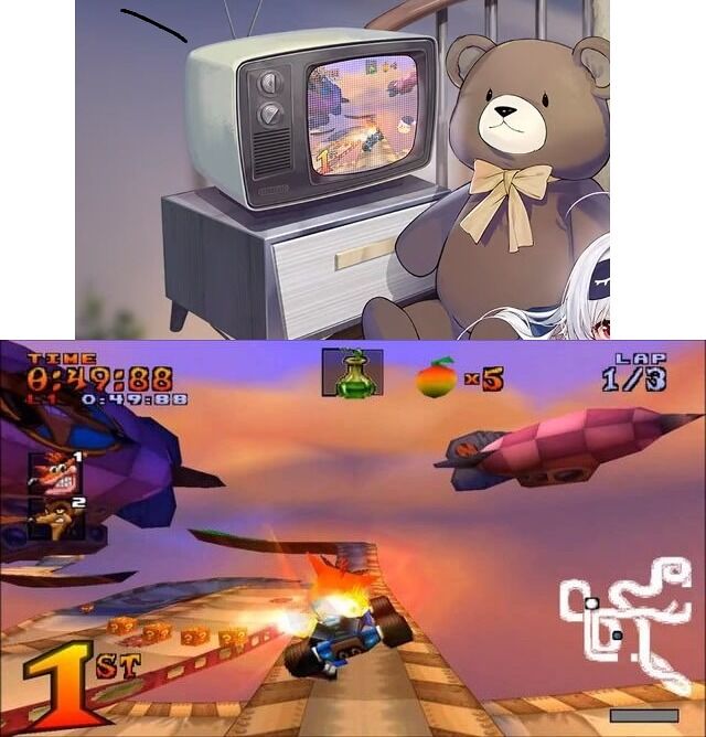アズレン ストレミテルヌイのスキン背景 クラッシュバンディクーレーシングの画像をはめ込んでいるのではと指摘され修正されたか またムルマンスクの背景にも怪しい部分が 同人速報