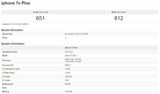 iPhone 7sのベンチマーク結果