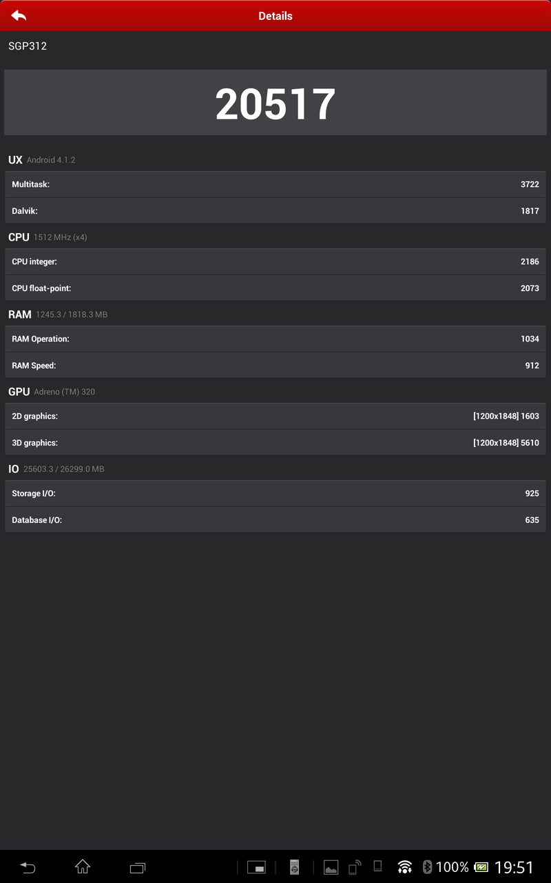 Xperia Tablet Z Wi Fi版 So 03e の スペック表に無い詳細仕様 ベンチマーク ドコモ スマートフォンおすすめ情報局