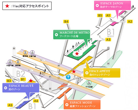 無線LANの11ac接続可能エリア