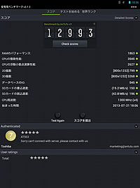 REGZA Tablet AT503 ベンチマーク結果