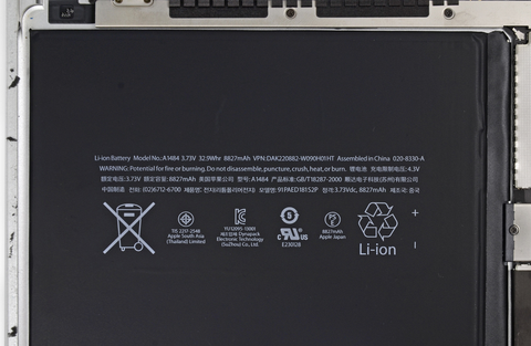 iPad Airのバッテリー容量は8827mAhで中国製