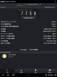 GALAXY Tab SC-01EのAntutuベンチマーク結果