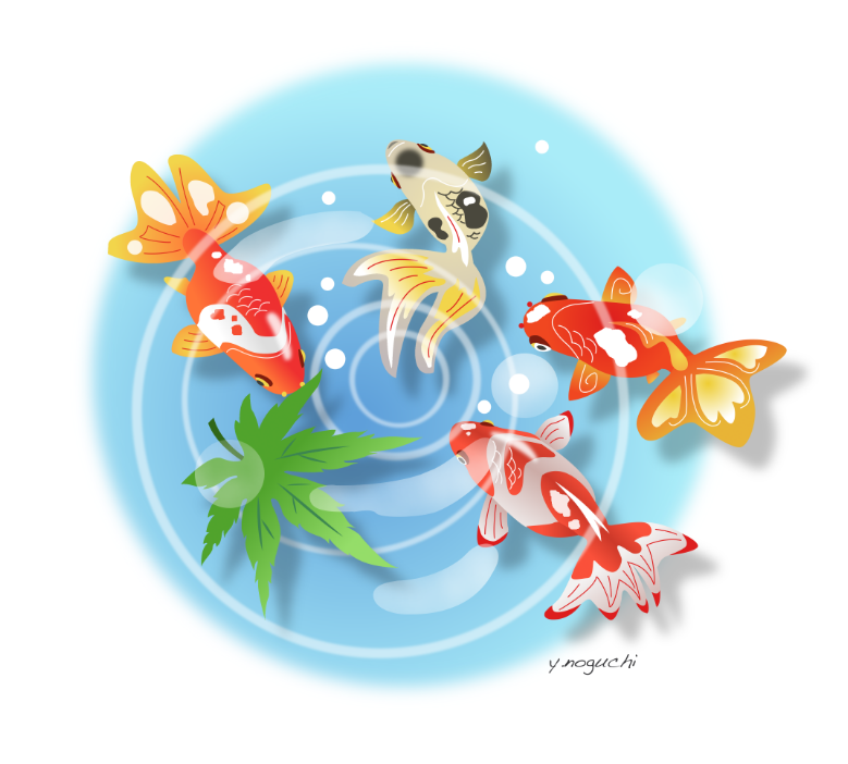 涼しげな暑中見舞いイラスト 金魚イラスト 夏イラストお洒落 Nonちゃんイラストブログ