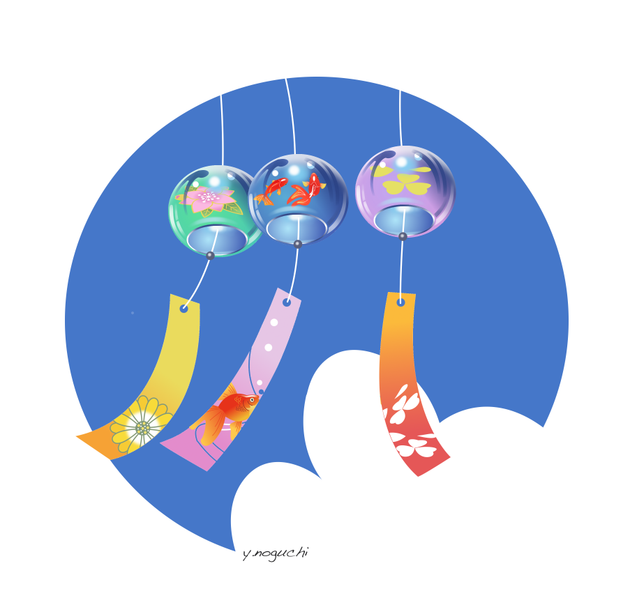 涼しげな暑中見舞いイラスト 金魚イラスト 夏イラストお洒落 Nonちゃんイラストブログ