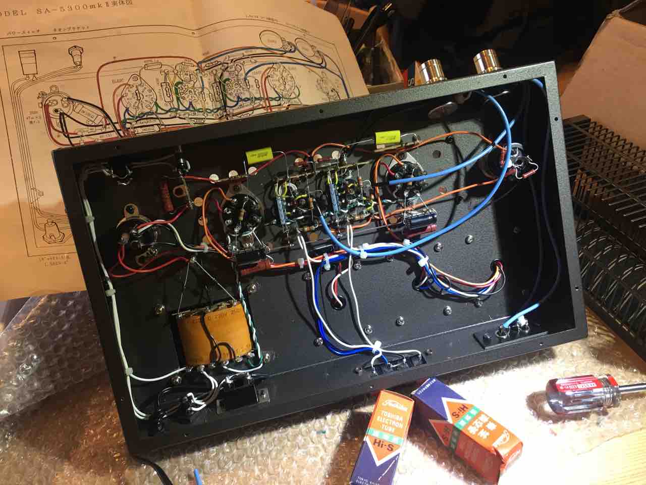 三栄無線 シャーシ使用 6L6GC シングルアンプ 真空管アンプ 無線と実験