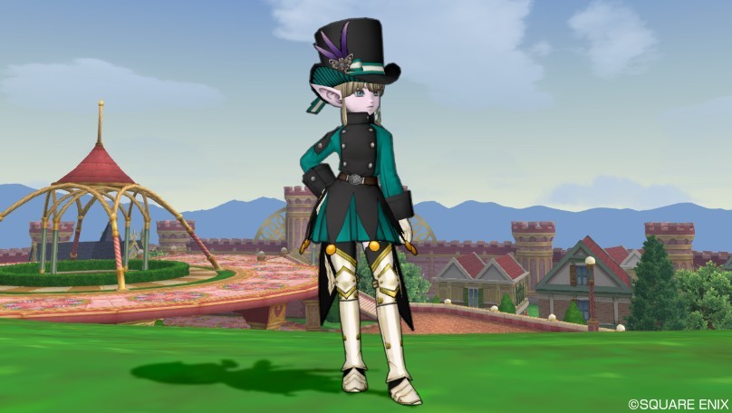 今日のコーデ 究明者のコート上 道化師の服下 ドラクエ10 ドラクエ10 エルフの羽根は食べられませんっ