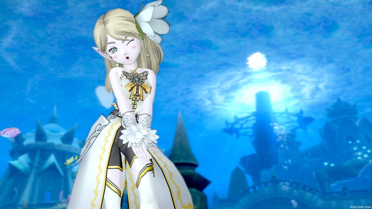 今日のコーデno 161 パピヨンドレス上 シュバリエメイル下 ドラクエ10 ドラクエ10 エルフの羽根は食べられませんっ