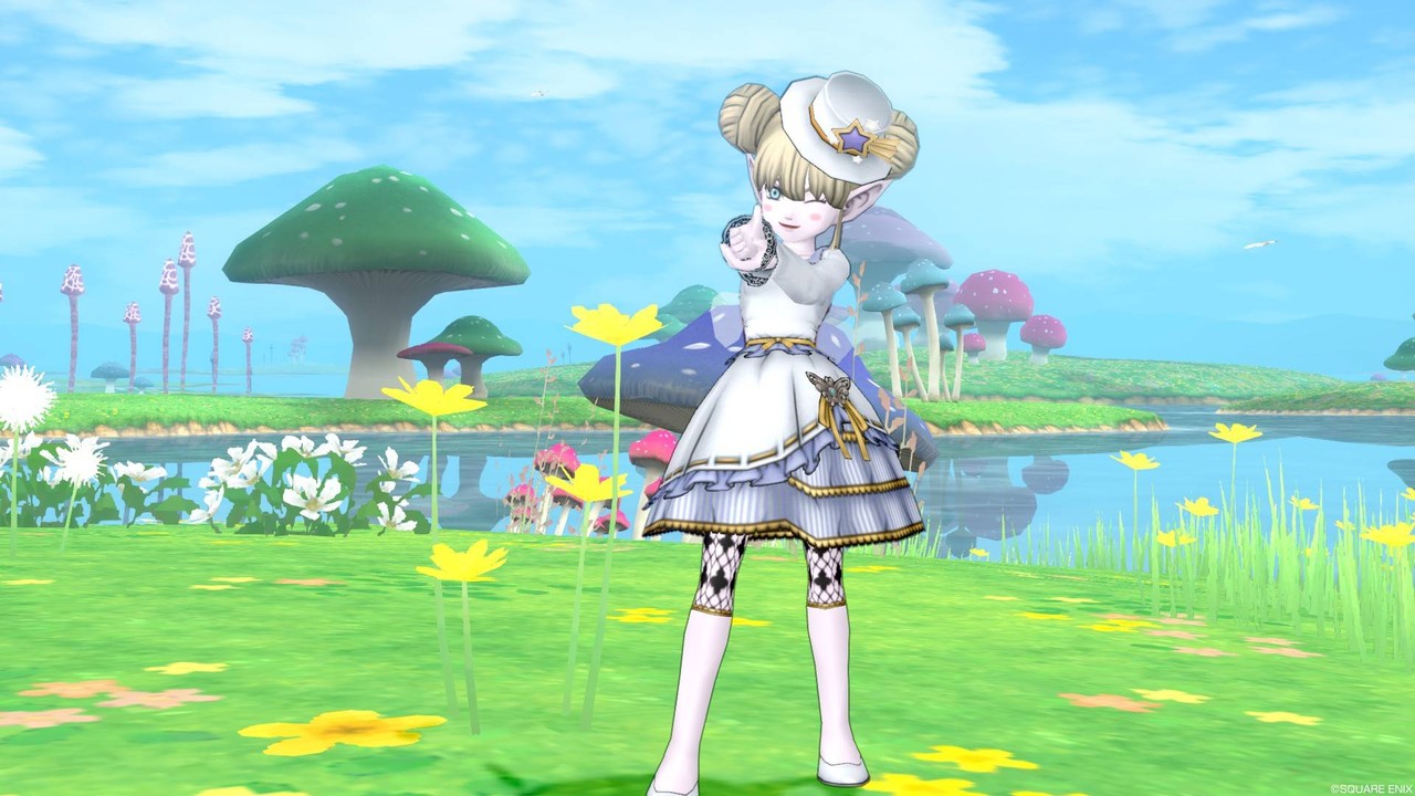 今日のコーデno 194 ミシュアの服上 パピヨンドレス下 ドラクエ10 ドラクエ10 エルフの羽根は食べられませんっ