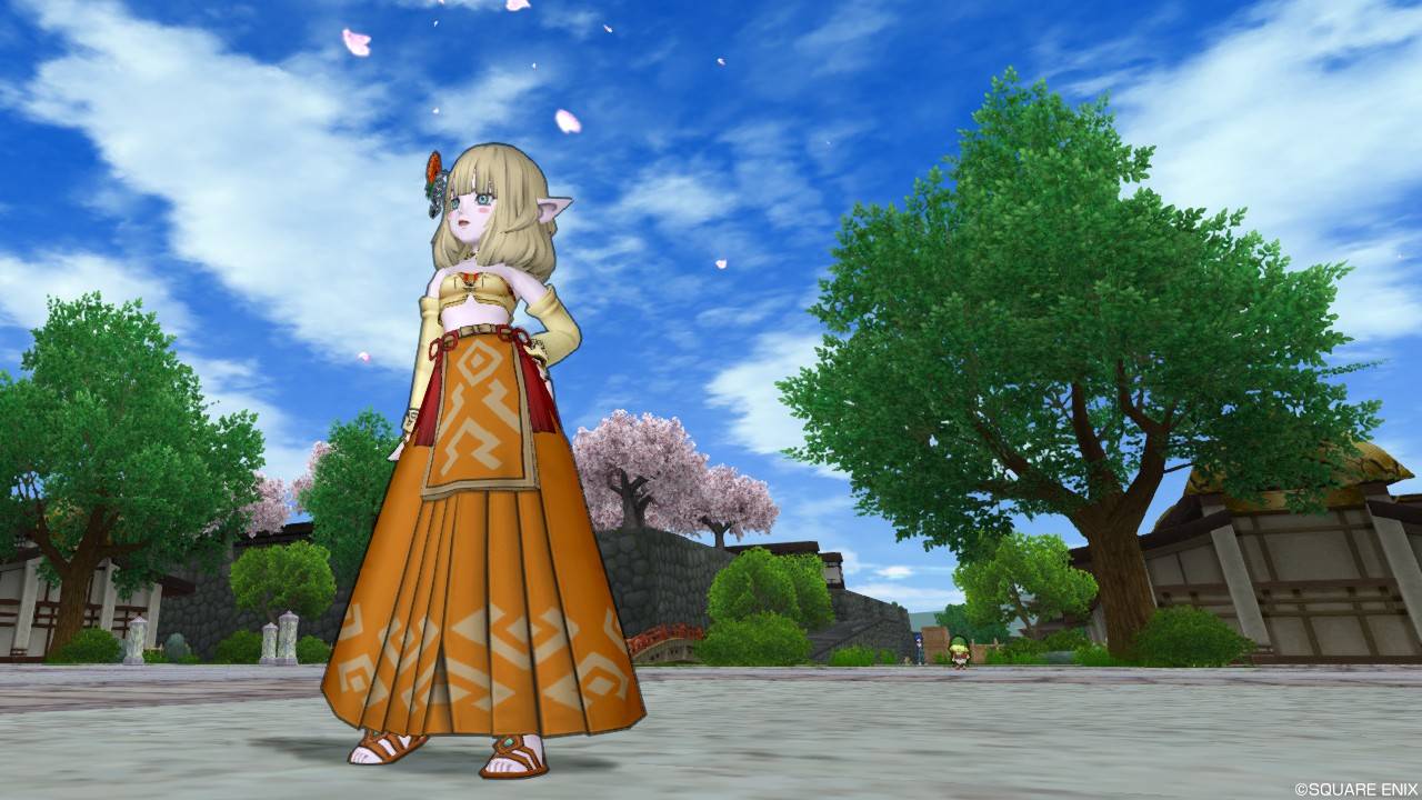 今日のコーデ 舞い手の服 天地雷鳴士の装束下 ドラクエ10 ドラクエ10 エルフの羽根は食べられませんっ