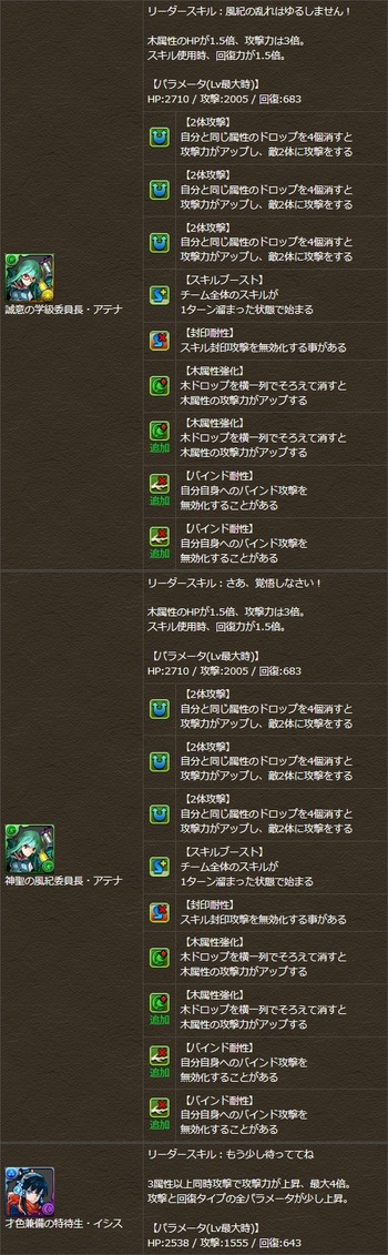パズドラ 風紀委員長アテナ 特待生イシス 究極