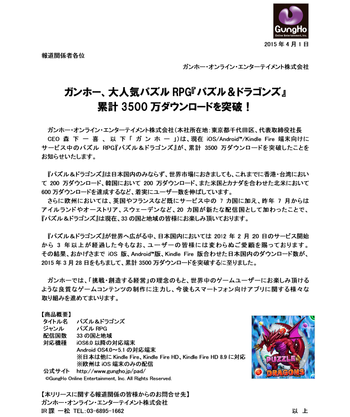 パズドラ　累計3500万ダウンロード