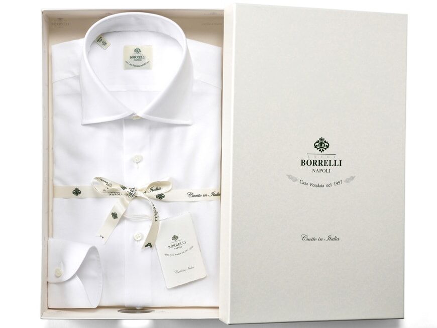 LUIGI BORRELLI／ルイジボレッリ／ツイルシャツ／スプレッドカラー LUIGI BORRELLI／ルイジボレッリ／ツイルシャツ／スプレッドカラー