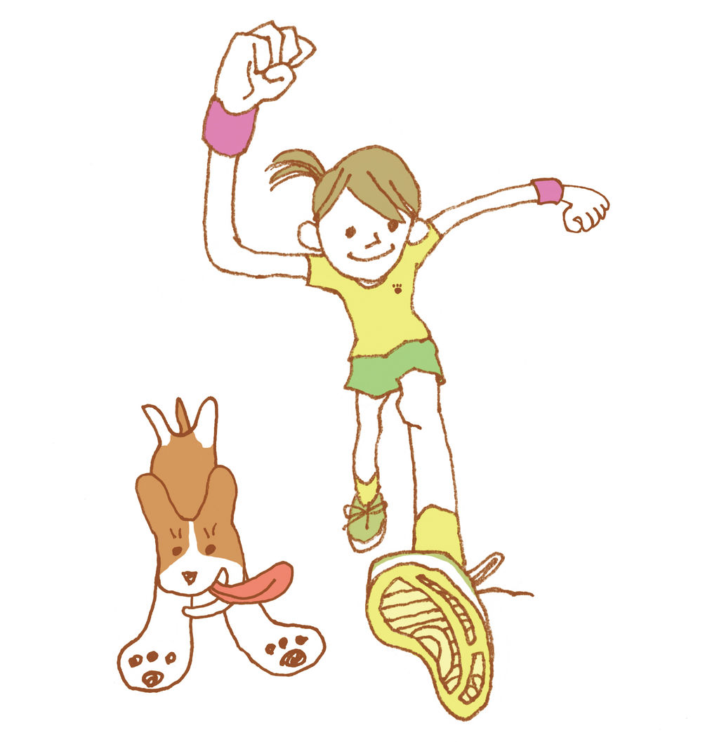ランニングする女性と犬 無料イラストdrawerのお部屋