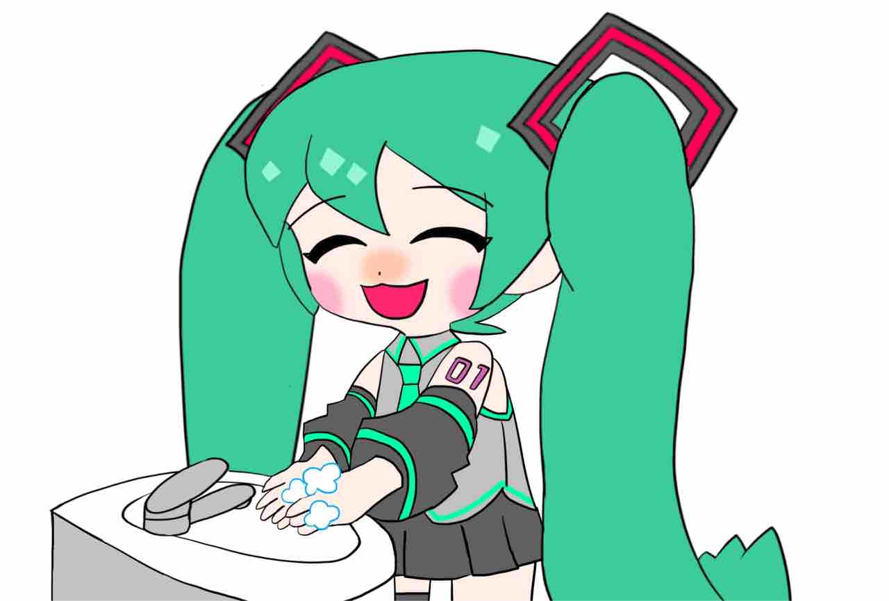 絵描きの冒険者katosanのblog 初音ミクと手を洗ってみんな元気に