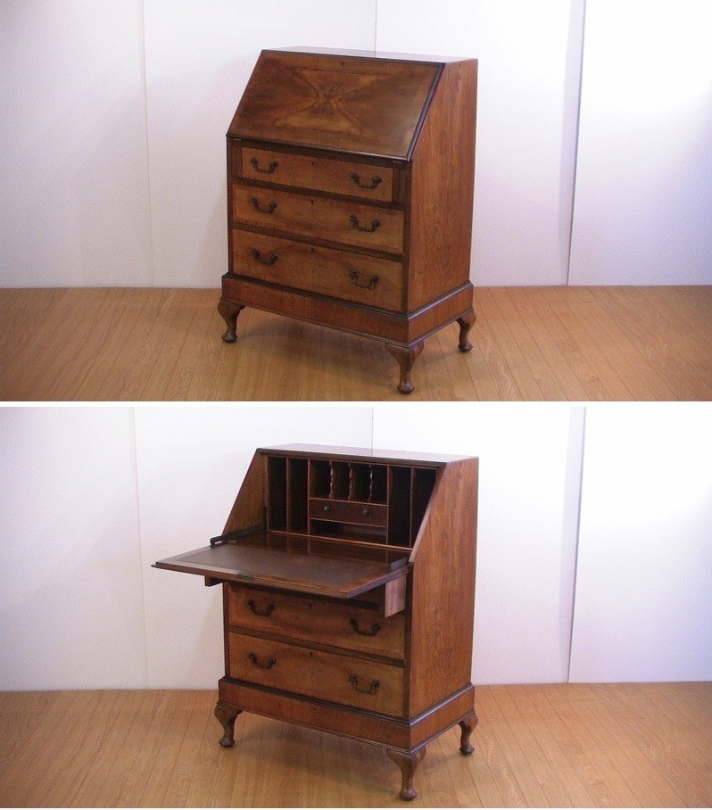 アンティーク　ライティングビューロー　デスク　チェスト　猫足　ビンテージ　西洋 アンティーク ライティングビューロー デスク チェスト 猫足
