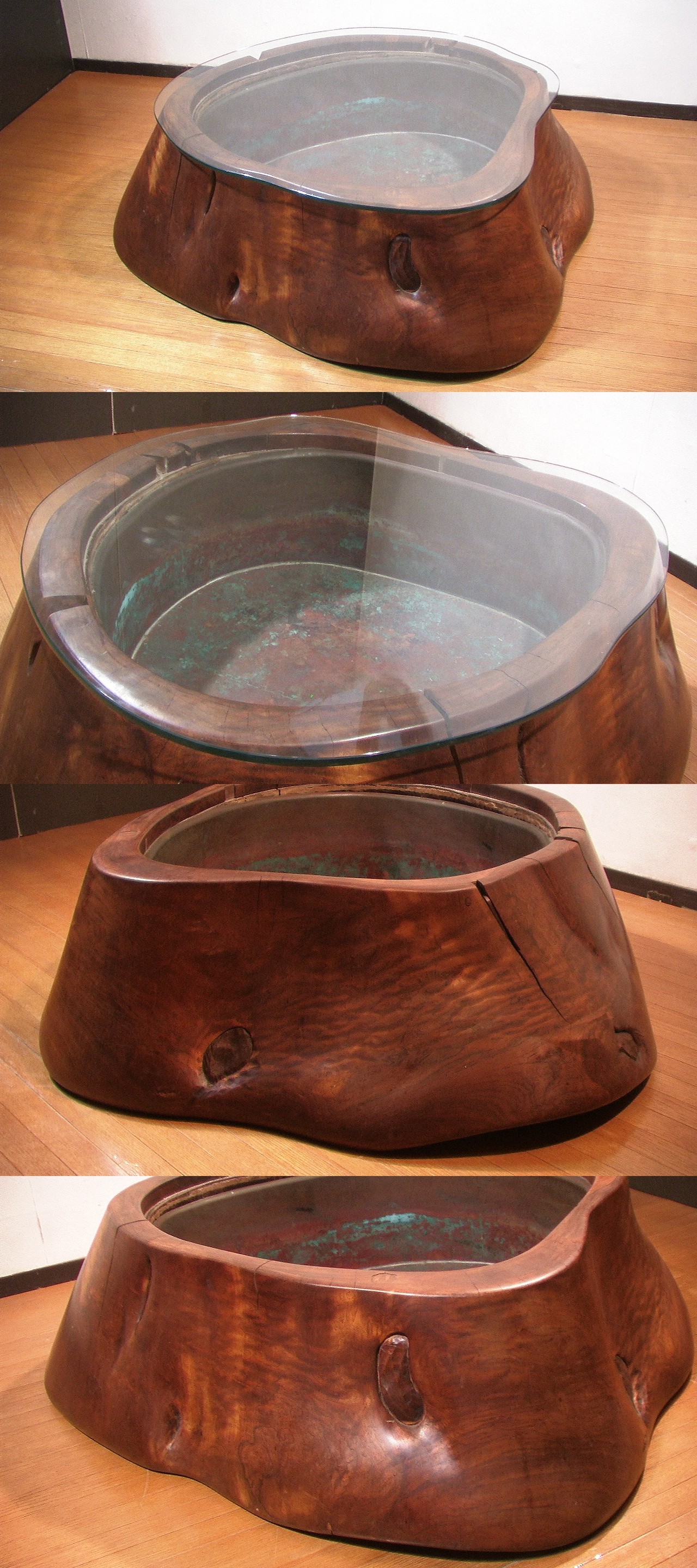 大きな「切り株　火鉢」　中古　アンティーク　囲炉裏　古道具　東京より　切株　くり抜き火鉢 Yahoo!オークション -「切り株 火鉢」の落札相場・落札価格