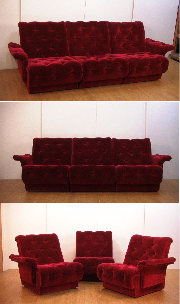 ヴィンテージベロア セパレートタイプ3人用ソファ