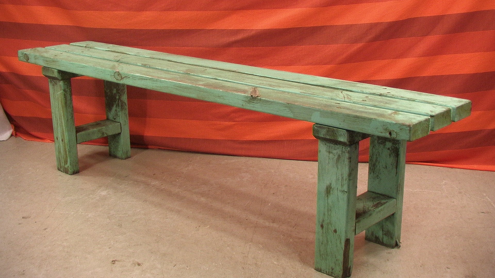 古いペンキの剥げたレトロで味わいのある重厚木製ベンチ/長椅子/アトリエ : 中古家具・USED・ヴィンテージ・アンティーク家具/インテリア千葉